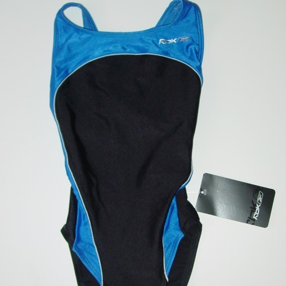 NWT REEBOK Swimsuit sz 24 Black / Royal Blue